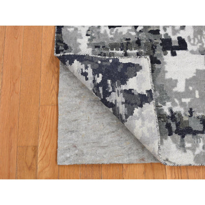 Modern and Contemporary Wool & Silk Hand Knotted Rug Black No Border 2.6X7.7 -O087209