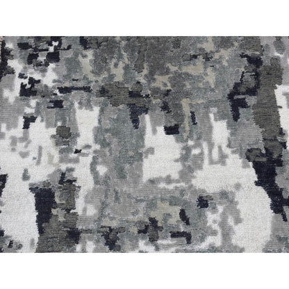 Modern and Contemporary Wool & Silk Hand Knotted Rug Black No Border 2.6X7.7 -O087209