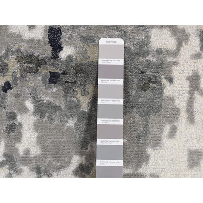 Modern and Contemporary Wool & Silk Hand Knotted Rug Black No Border 2.6X7.7 -O087209