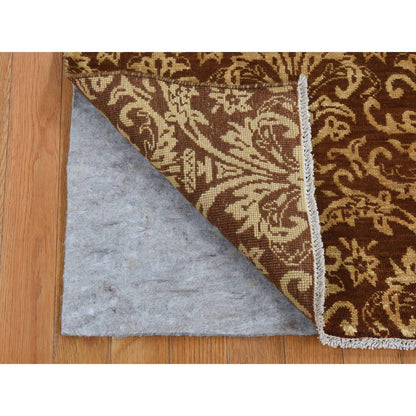 Transitional Wool & Silk Hand Knotted Rug Brown No Border 2.6X7.9 -O087210