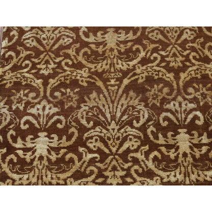 Transitional Wool & Silk Hand Knotted Rug Brown No Border 2.6X7.9 -O087210