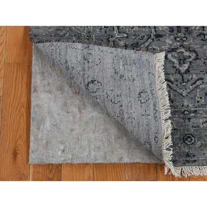 Transitional Wool & Silk Hand Knotted Rug Grey Gray 2.9X7.10 -O087212