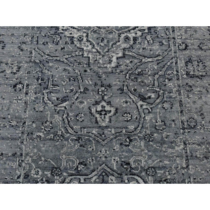 Transitional Wool & Silk Hand Knotted Rug Grey Gray 2.9X7.10 -O087212