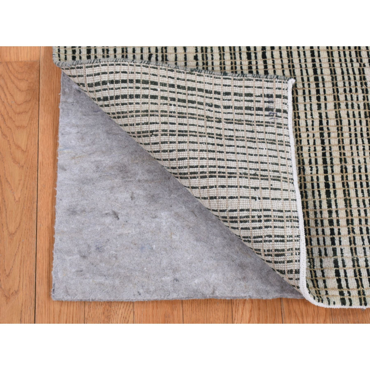 Modern and Contemporary Wool Hand Knotted Rug Green No Border 4.0X5.10 -O087214