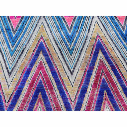Modern and Contemporary Wool & Silk Hand Knotted Rug Pink No Border 4.0X6.2 -O087215