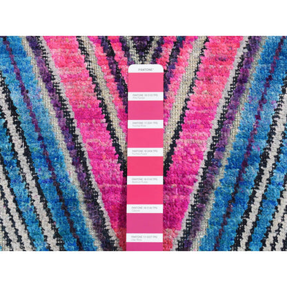 Modern and Contemporary Wool & Silk Hand Knotted Rug Pink No Border 4.0X6.2 -O087215