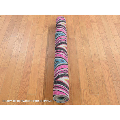 Modern and Contemporary Wool & Silk Hand Knotted Rug Pink No Border 4.0X6.2 -O087215