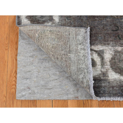 Overdyed & Vintage Wool Hand Knotted Rug Black Silver 8.0X11.0 -O087216