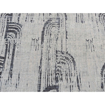 Modern and Contemporary Wool & Silk Hand Knotted Rug Grey No Border 4.0X6.3 -O087218