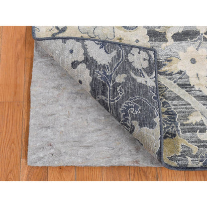 Transitional Wool & Silk Hand Knotted Rug Grey No Border 4.0X6.3 -O087219