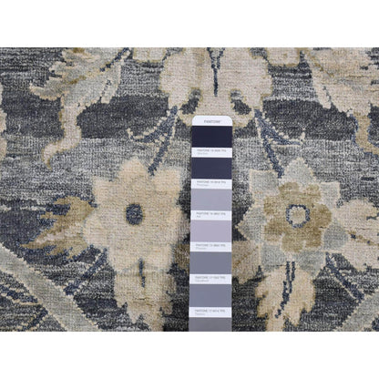 Transitional Wool & Silk Hand Knotted Rug Grey No Border 4.0X6.3 -O087219