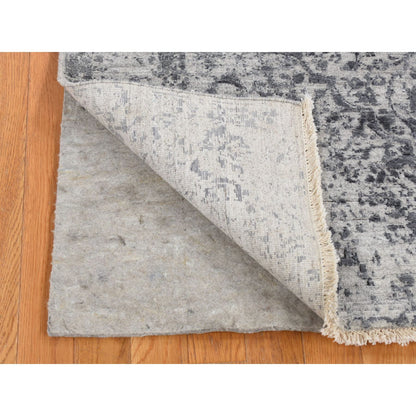 Transitional Wool & Silk Hand Knotted Rug Grey No Border 4.1X6.0 -O087222