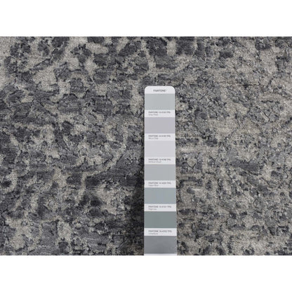 Transitional Wool & Silk Hand Knotted Rug Grey No Border 4.1X6.0 -O087222