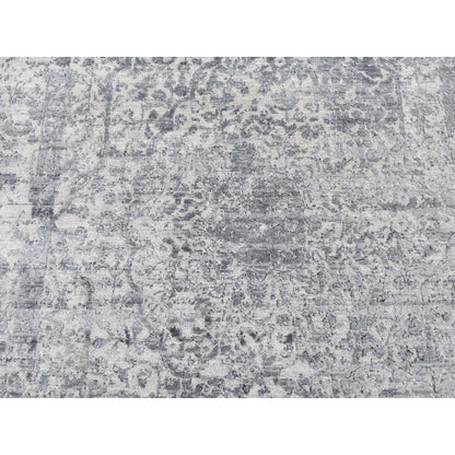 Transitional Wool & Silk Hand Knotted Rug Grey No Border 4.1X6.0 -O087222