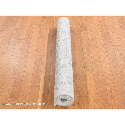 Transitional Wool & Silk Hand Knotted Rug Ivory Ivory 4.1X6.2 -O087223