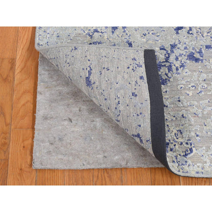 Transitional Wool & Silk Hand Knotted Rug Grey No Border 2.6X8.5 -O087225