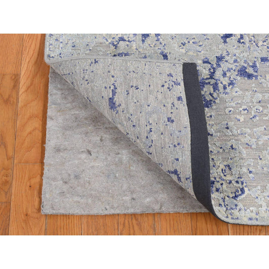 Transitional Wool & Silk Hand Knotted Rug Grey No Border 2.6X8.5 -O087225