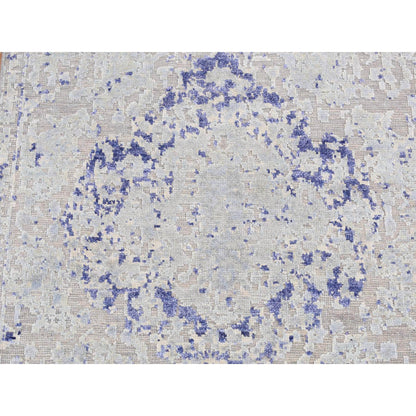 Transitional Wool & Silk Hand Knotted Rug Grey No Border 2.6X8.5 -O087225