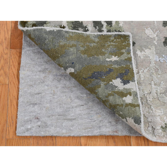 Modern and Contemporary Wool & Silk Hand Knotted Rug Grey No Border 2.7X8.0 -O087226
