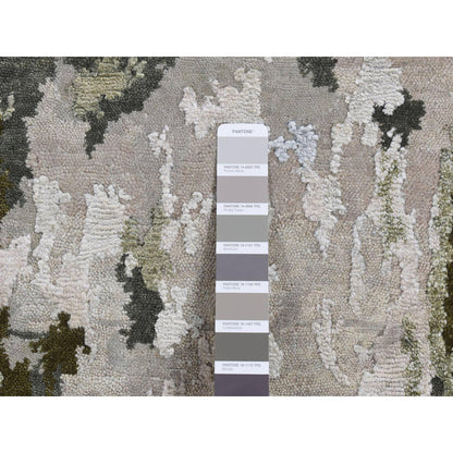 Modern and Contemporary Wool & Silk Hand Knotted Rug Grey No Border 2.7X8.0 -O087226