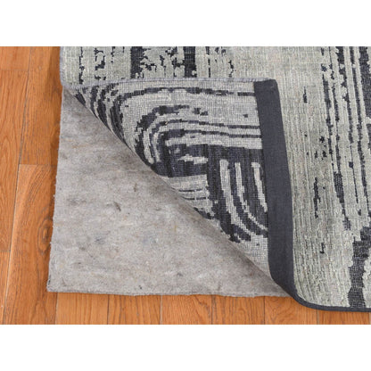 Modern and Contemporary Wool & Silk Hand Knotted Rug Grey No Border 2.7X8.0 -O087227