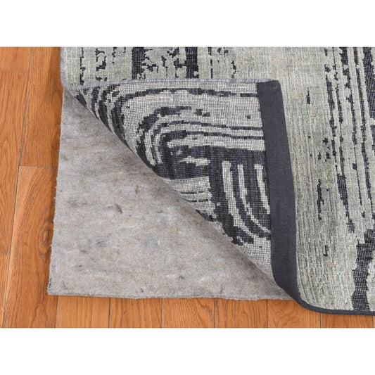 Modern and Contemporary Wool & Silk Hand Knotted Rug Grey No Border 2.7X8.0 -O087227