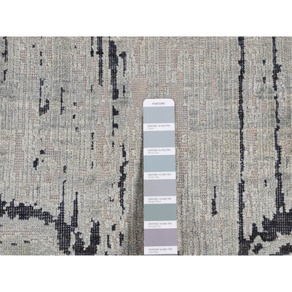 Modern and Contemporary Wool & Silk Hand Knotted Rug Grey No Border 2.7X8.0 -O087227