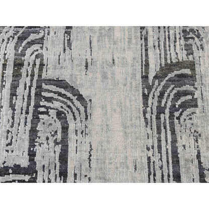 Modern and Contemporary Wool & Silk Hand Knotted Rug Grey No Border 2.7X8.0 -O087227