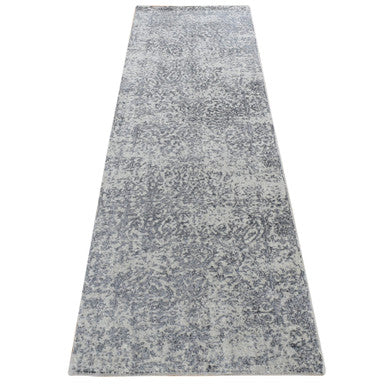 Transitional Wool & Silk Hand Loomed Rug Grey No Border 2.5X8.2 -O087228