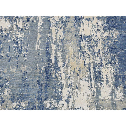 Modern and Contemporary Wool & Silk Hand Knotted Rug Blue No Border 2.6X8.3 -O087230