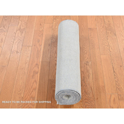 Modern and Contemporary Wool & Silk Hand Knotted Rug Ivory No Border 2.7X8.4 -O087233