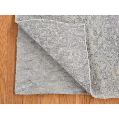 Tribal & Geometric Wool & Silk Hand Loomed Rug Grey No Border 2.5X8.2 -O087234