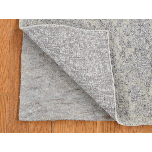 Tribal & Geometric Wool & Silk Hand Loomed Rug Grey No Border 2.5X8.2 -O087234