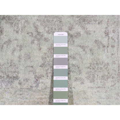 Overdyed & Vintage Wool Hand Knotted Rug Green Green 2.6X8.3 -O087236