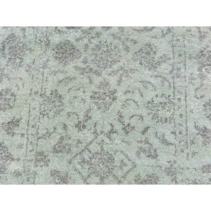 Overdyed & Vintage Wool Hand Knotted Rug Green Green 2.6X8.3 -O087236