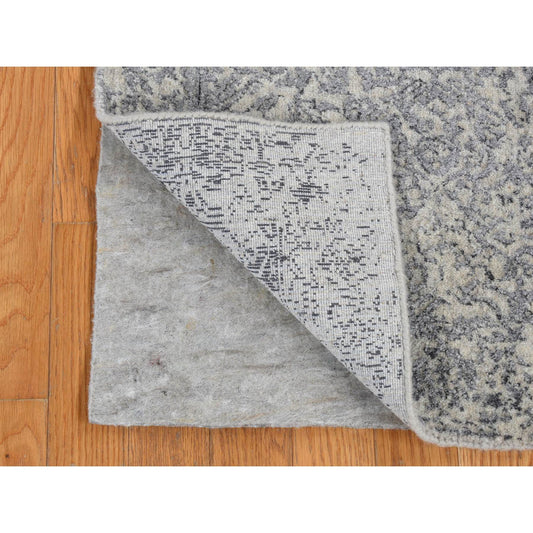 Transitional Wool & Silk Hand Loomed Rug Grey Gray 2.5X8.2 -O087237