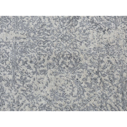 Transitional Wool & Silk Hand Loomed Rug Grey Gray 2.5X8.2 -O087237