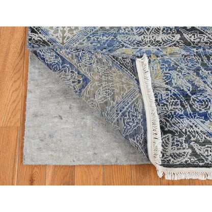 Transitional Wool & Silk Hand Knotted Rug Blue No Border 2.7X8.3 -O087238