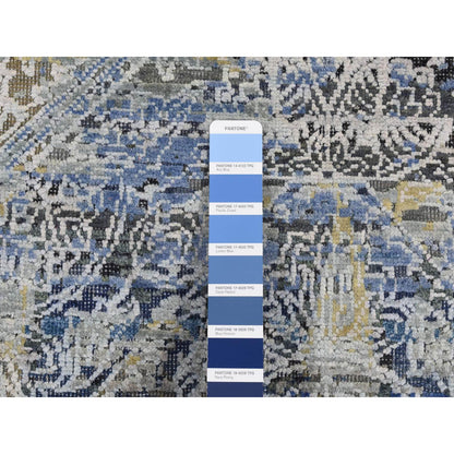 Transitional Wool & Silk Hand Knotted Rug Blue No Border 2.7X8.3 -O087238