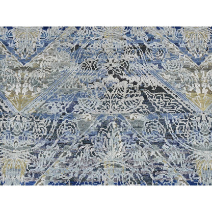 Transitional Wool & Silk Hand Knotted Rug Blue No Border 2.7X8.3 -O087238