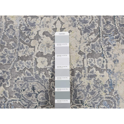 Transitional Wool & Pure Silk Hand Knotted Rug Grey Gray 2.5X10.0 -O087240