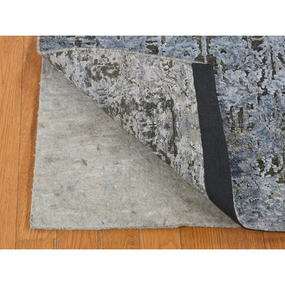 Transitional Wool & Silk Hand Knotted Rug Grey No Border 2.6X10.0 -O087242