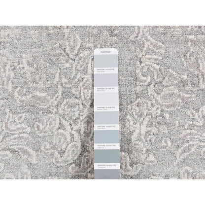 Transitional Wool & Silk Hand Knotted Rug Grey No Border 2.5X7.9 -O087244