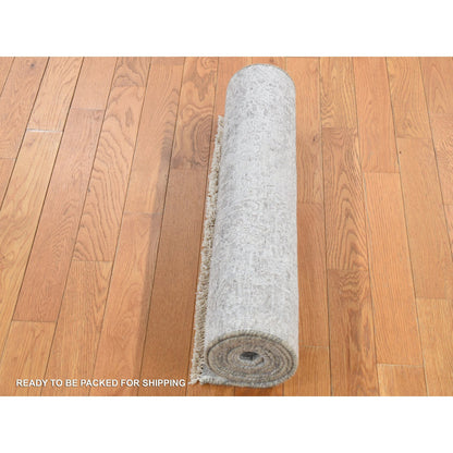 Transitional Wool & Silk Hand Knotted Rug Grey No Border 2.5X7.9 -O087244