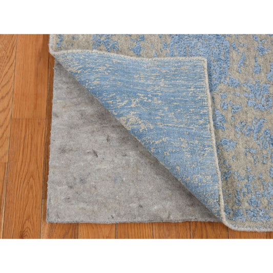 Wool and Silk Wool & Art Silk Hand Loomed Rug Blue No Border 2.5X10.1 -O087247