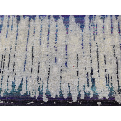 Modern and Contemporary Wool & Silk Hand Knotted Rug Grey No Border 2.5X8.0 -O087248