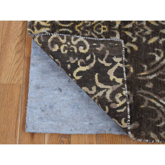 Transitional Wool & Silk Hand Knotted Rug Brown No Border 2.0X9.10 -O087252