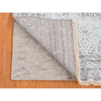 Transitional Wool & Silk Hand Knotted Rug Green No Border 2.6X10.0 -O087253