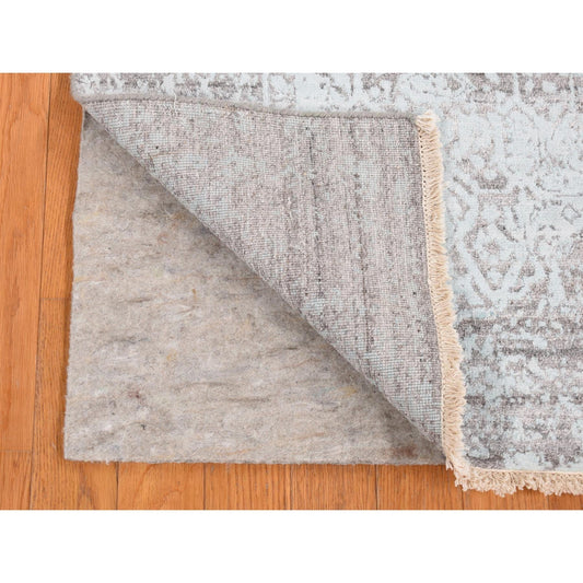 Transitional Wool & Silk Hand Knotted Rug Green No Border 2.6X10.0 -O087253