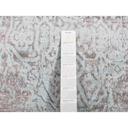 Transitional Wool & Silk Hand Knotted Rug Green No Border 2.6X10.0 -O087253